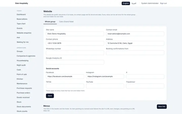 The hotel website